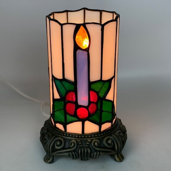 Stratford Collection Standing Tiffany Night Light Candle Design Christmas Decor - Picture 3 of 7